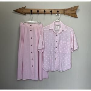 Pink Polka Dot Women's Pants & Shirt Set